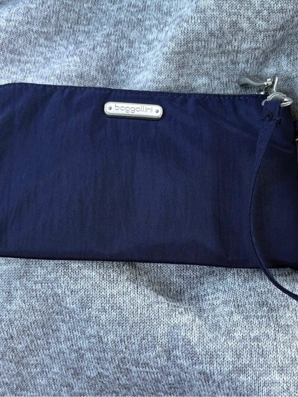 Baggallini Navy Nylon Wristlet with Silver Nameplate